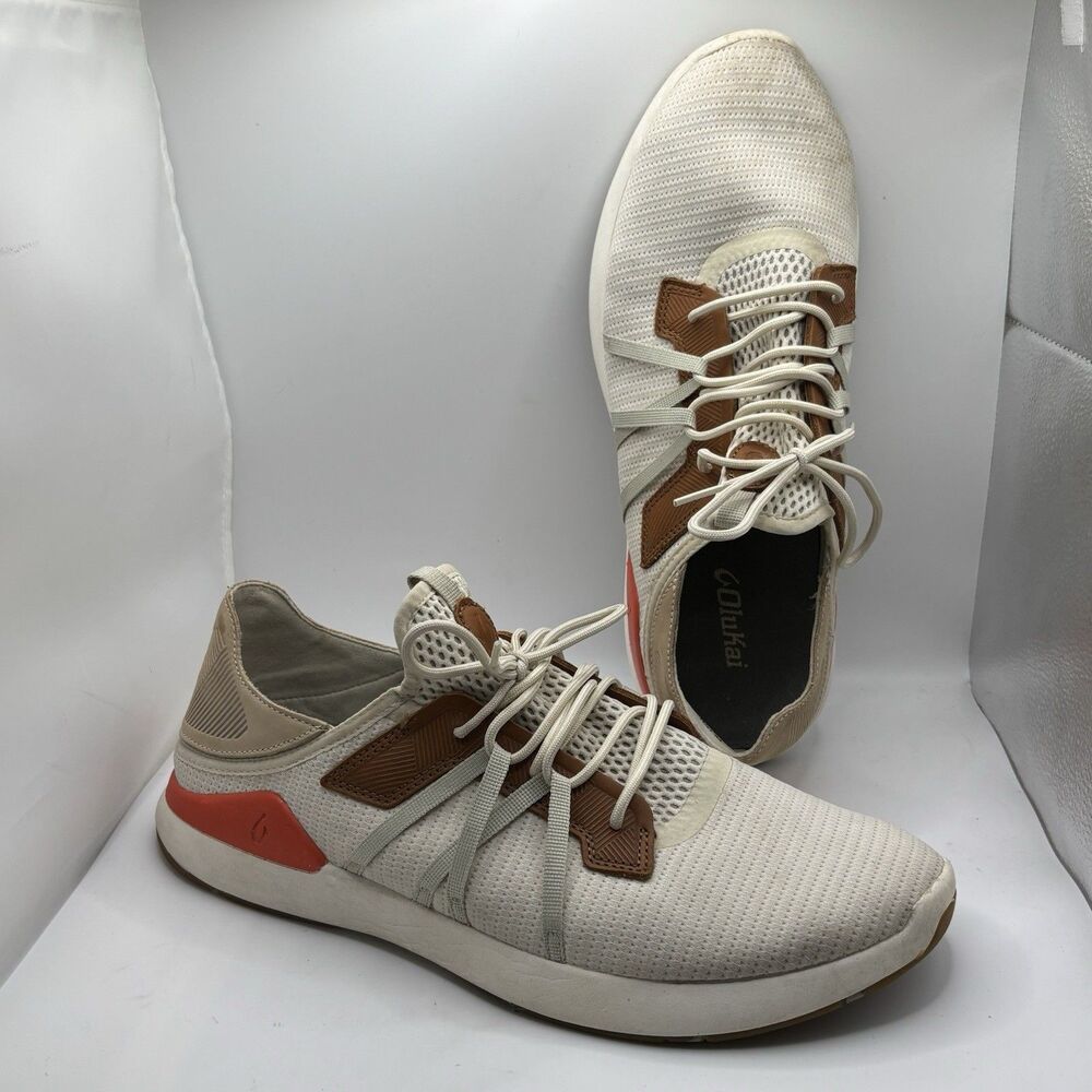 Olukai Mio Li Mens 13 Beige Sneaker Lace Up Activewear Training Summer Boating